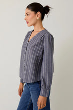 Load image into Gallery viewer, Navy Stripe Button Down

