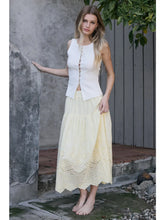 Load image into Gallery viewer, Tiered Embroidered Eyelet Midi Skirt- Butter
