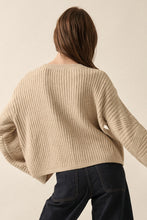 Load image into Gallery viewer, Solid Round Neck Center Seam Rib Knit Sweater- Oatmeal
