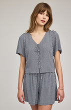 Load image into Gallery viewer, Becca Tie Front Top- Navy Gingham
