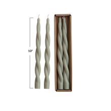Load image into Gallery viewer, Unscented Twisted Taper Candles in Box, Grey, Set of 2
