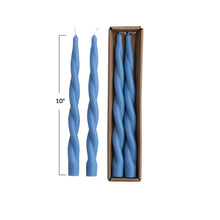 Load image into Gallery viewer, Unscented Twisted Taper Candles in Box, Blue, Set of 2
