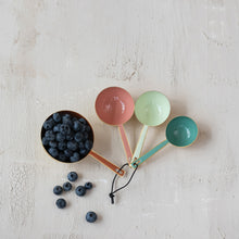 Load image into Gallery viewer, Enameled Measuring Cups with Leather Tie - Set of 4
