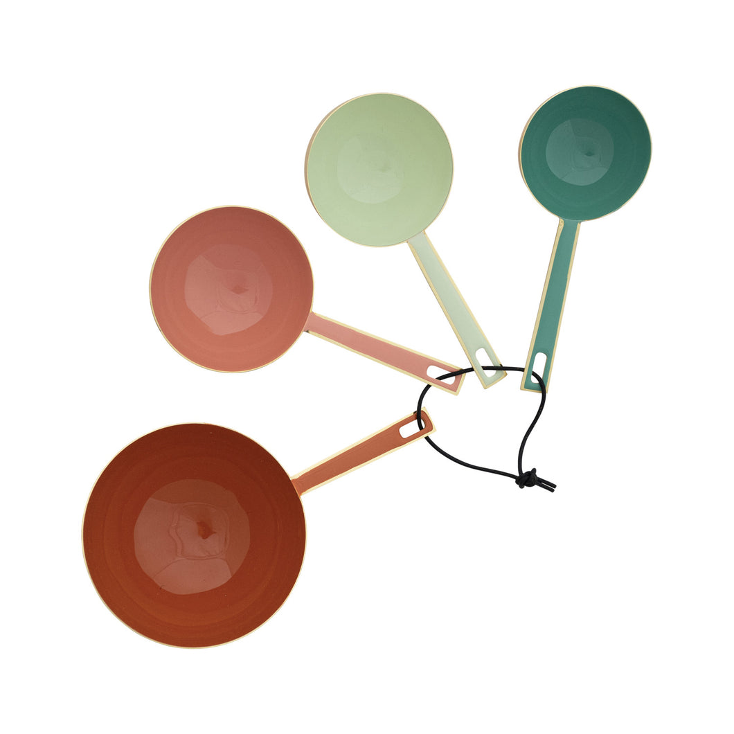 Enameled Measuring Cups with Leather Tie - Set of 4