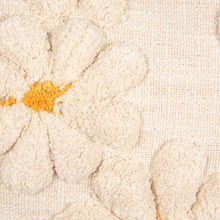 Load image into Gallery viewer, Cotton Slub Lumbar Pillow with Tufted Flowers, Natural &amp; Yellow
