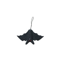 Load image into Gallery viewer, 7-1/2&quot;L x 4-1/2&quot;H Handmade Wool Felt Bat Ornament, Black
