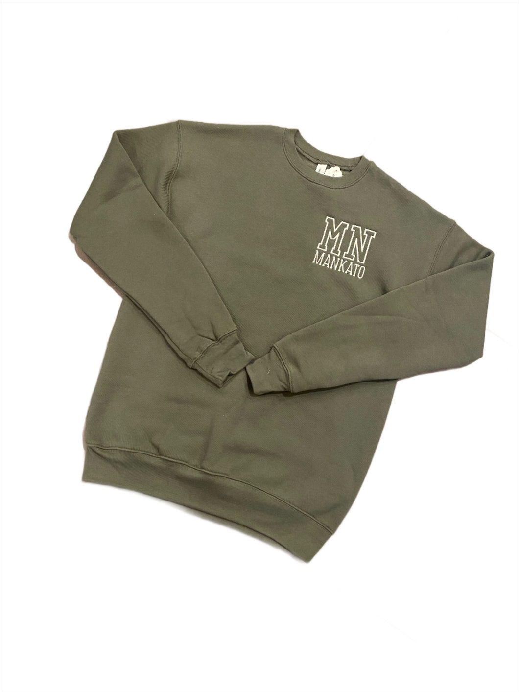 Embroidered Mankato MN Sweatshirt- Olive