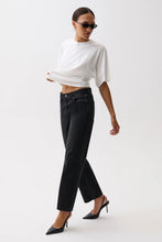 Load image into Gallery viewer, Lexi Mid Rise Bowed Straight - Black Night
