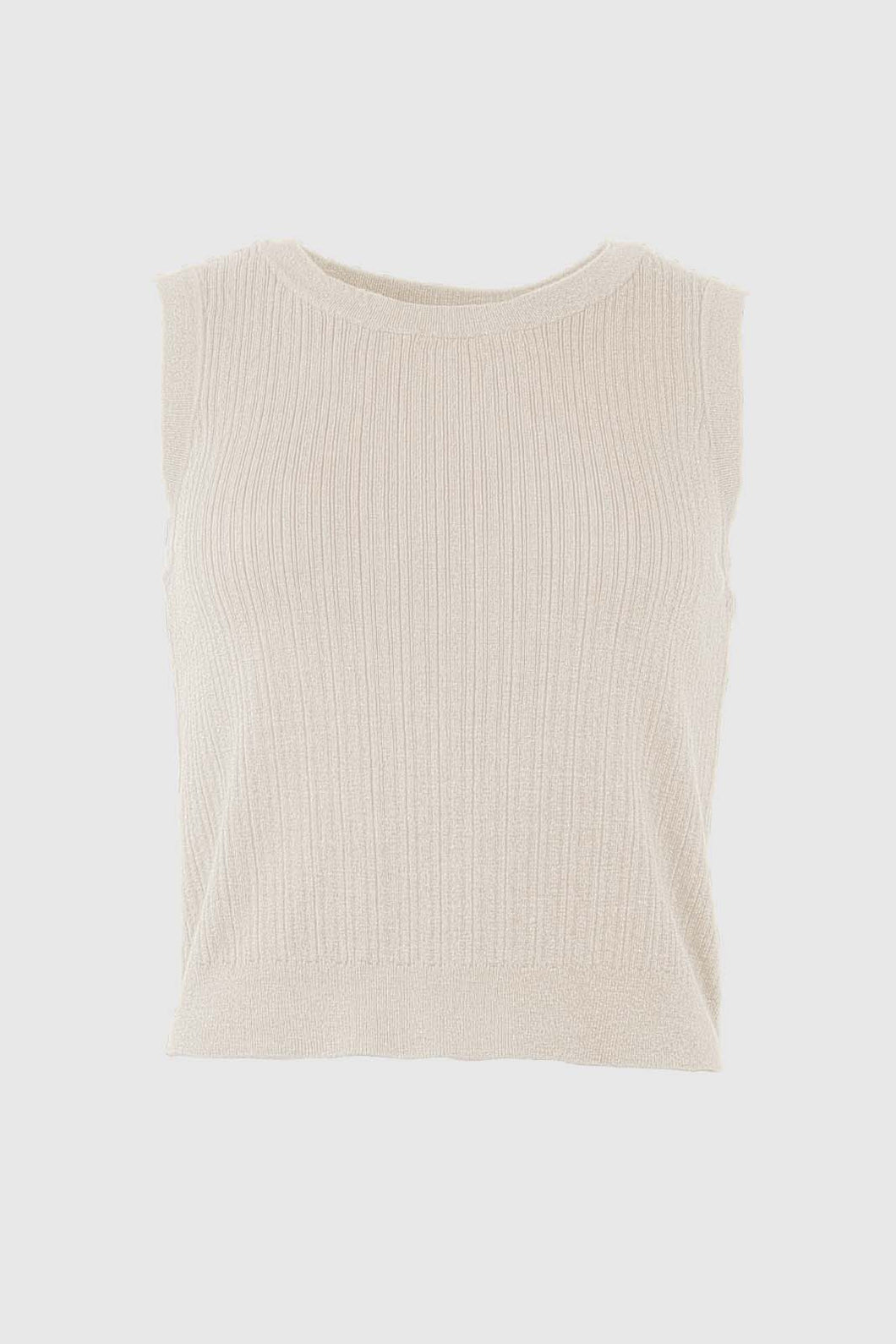GIESELE KNIT RIBBED TANK TOP - SILVER LINING