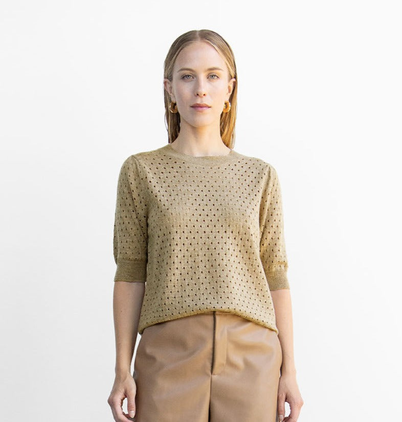 RUTH LACE KNIT PULLOVER - Dark Sand