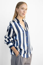 Load image into Gallery viewer, ZOE STRIPED BUTTON DOWN SHIRT - Total Eclipse Blue
