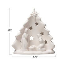 Load image into Gallery viewer, Stoneware Holy Family with Tree &amp; Cut-Outs
