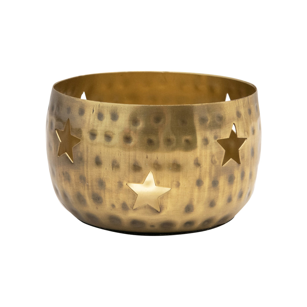 Metal Tealight/Votive Holder with Star Cut-Outs