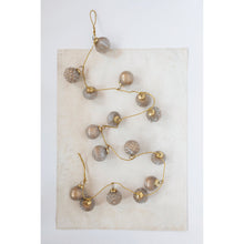 Load image into Gallery viewer, 72&quot;L Embossed Mercury Glass Ball Ornament Garland, Marbled Taupe
