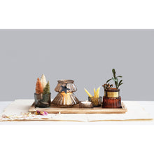 Load image into Gallery viewer, 14&quot;L x 5-1/2&quot;W Wood Tray with 5 Glass Tealight/Votive Holders, Multi Color, Set of 6

