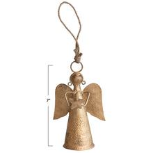 Load image into Gallery viewer, 7&quot;H Metal Angel Bell Ornament
