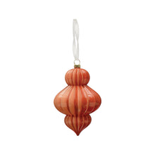 Load image into Gallery viewer, 6&quot;H Glass Pleated Finial Ornament, Opaque Coral Color
