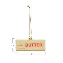 Load image into Gallery viewer, 4&quot;L x 1-1/2&quot;H Glass Butter Ornament, Cream Color
