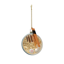 Load image into Gallery viewer, 3-3/4&quot;H Hand-Painted Glass Ramen Bowl &amp; Wood Chopsticks Ornament w/ Glitter, Multi Color
