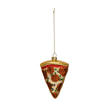 Load image into Gallery viewer, Hand-Painted Glass Pizza Slice Ornament
