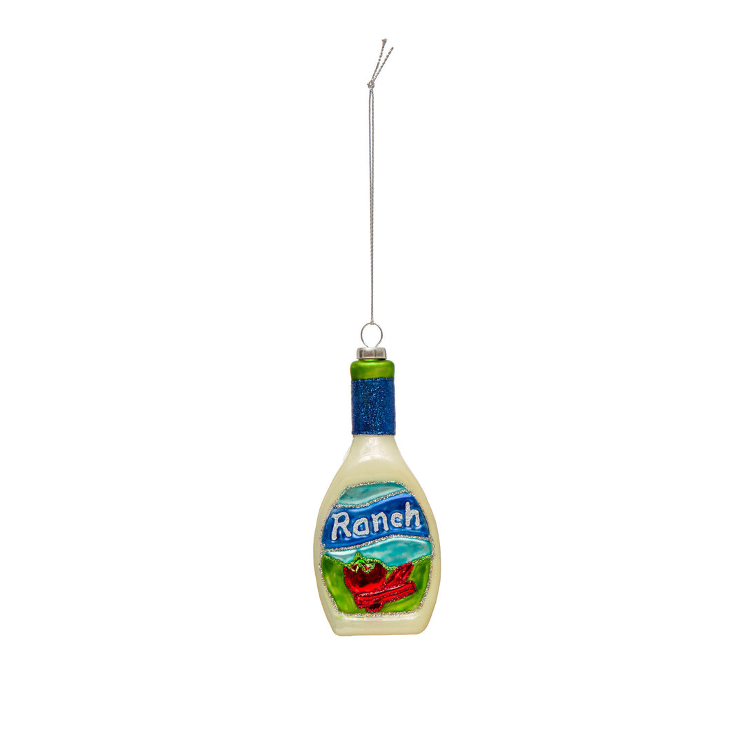 Hand-Painted Glass Ranch Dressing Bottle Ornament