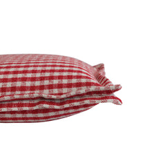 Load image into Gallery viewer, 18&quot; Square Woven Recycled Cotton Pillow w/ Flanged Edge, Red &amp; White Gingham
