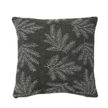 Load image into Gallery viewer, 18&quot; Square Woven Recycled Cotton Pillow w/ Pine Needles Pattern, Green &amp; Cream Color
