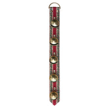 Load image into Gallery viewer, 26&quot;H Jute &amp; Cotton Embroidered Sleigh Bells Door Hanger, Multi Color &amp; Gold Finish

