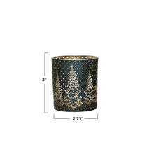 Load image into Gallery viewer, 2-3/4&quot; Round x 3&quot;H Mercury Glass Tealight/Votive Holder w/ Laser Etched Scene, Blue
