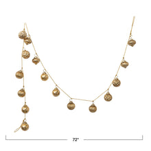 Load image into Gallery viewer, 72&quot;L Embossed Mercury Glass Ornament Garland w/ Gold Cord, Gold Finish
