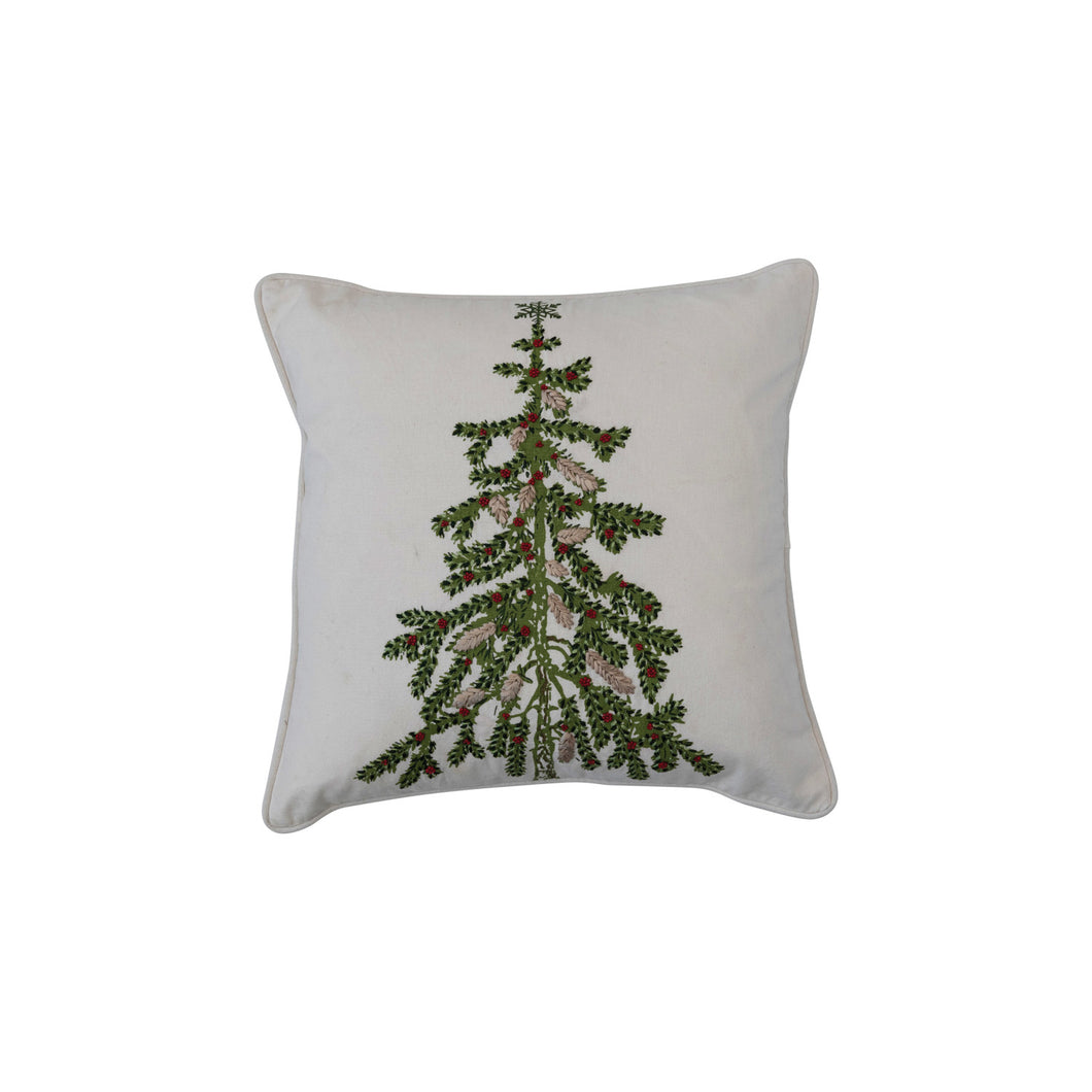 Cotton Printed Pillow w/ Christmas Tree