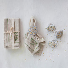 Load image into Gallery viewer, 18&quot; Square Cotton &amp; Linen Napkins w/ Botanical, Embroidery &amp; French Knots, Set of 4
