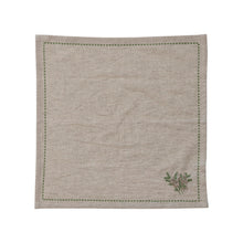 Load image into Gallery viewer, 18&quot; Square Cotton &amp; Linen Napkins w/ Botanical, Embroidery &amp; French Knots, Set of 4

