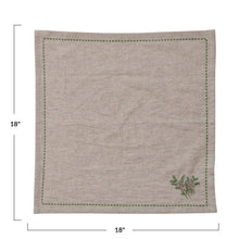 Load image into Gallery viewer, 18&quot; Square Cotton &amp; Linen Napkins w/ Botanical, Embroidery &amp; French Knots, Set of 4
