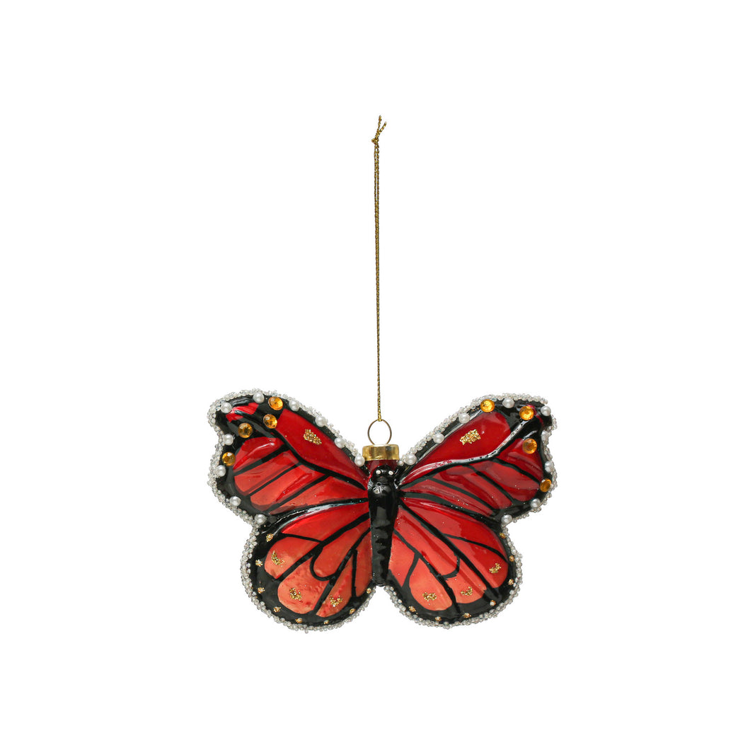 Hand-Painted Glass Butterfly Ornament