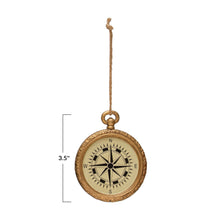 Load image into Gallery viewer, 3-1/2&quot;H Resin Compass Ornament, Gold Finish
