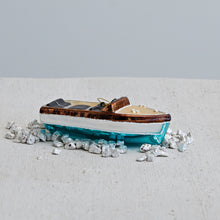 Load image into Gallery viewer, 5&quot;L x 3&quot;H Hand-Painted Glass Boat Ornament w/ Glitter, Multi Color
