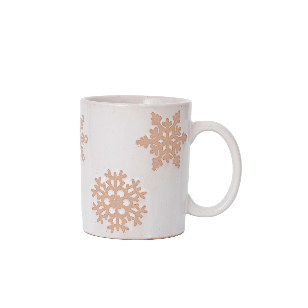 10oz Stoneware Mug with Wax Relief Snowflakes