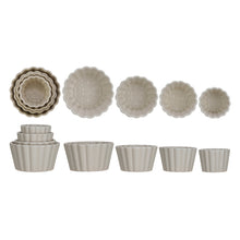 Load image into Gallery viewer, Embossed Stoneware Fluted Bowls with Pattern, Cream
