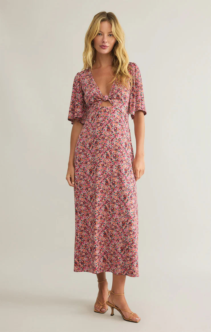 Mavis Dulce Floral Midi Dress- Rose Mauve