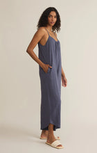 Load image into Gallery viewer, Textured Flared Jumpsuit- Worn Blue
