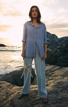 Load image into Gallery viewer, Seaport Striped Button Up Shirt Sky Blue
