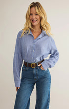Load image into Gallery viewer, Seaport Striped Button Up Shirt Sky Blue
