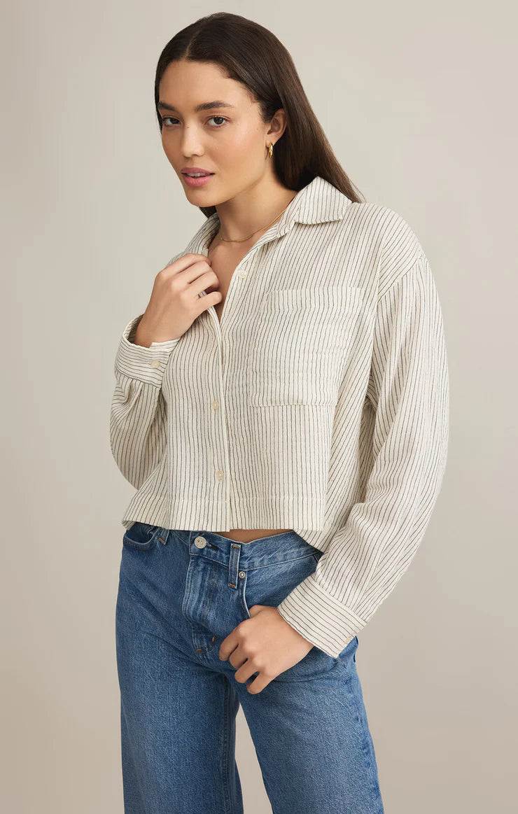 Del Mar Striped Shirt- Natural