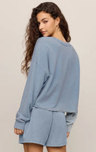 Load image into Gallery viewer, Circuit Knit Denim Sweatshirt- Ocean Air Indigo
