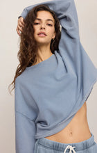 Load image into Gallery viewer, Circuit Knit Denim Sweatshirt- Ocean Air Indigo

