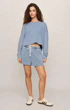 Load image into Gallery viewer, Circuit Knit Denim Sweatshirt- Ocean Air Indigo
