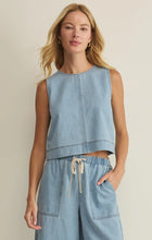 Load image into Gallery viewer, Sun Seeker Denim Tank- Coastal Water
