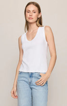 Load image into Gallery viewer, Ellie V Neck Rib Tank- White
