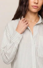 Load image into Gallery viewer, Favorite Striped Button Up Top- White
